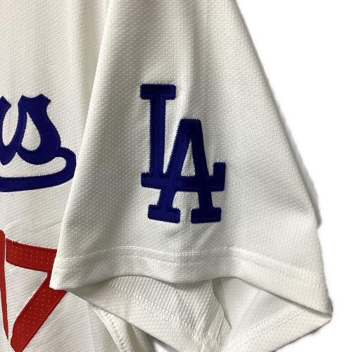 ロサンゼルス・ドジャース 応援グッズ SIZE 48 ホワイト×ブルー ワールドシリーズ優勝バッジ付エリートジャージ ユニフォーム 【17】大谷翔平 選手着用仕様