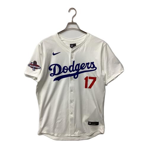 ロサンゼルス・ドジャース 応援グッズ SIZE 48 ホワイト×ブルー ワールドシリーズ優勝バッジ付エリートジャージ ユニフォーム 【17】大谷翔平 選手着用仕様