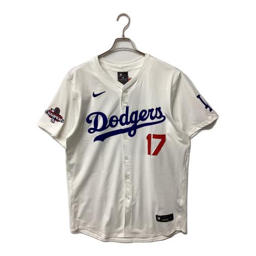 ロサンゼルス・ドジャース 応援グッズ SIZE 48 ホワイト×ブルー ワールドシリーズ優勝バッジ付エリートジャージ ユニフォーム 【17】大谷翔平 選手着用仕様