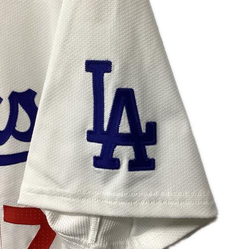 ロサンゼルス・ドジャース 応援グッズ SIZE 48 ホワイト×ブルー ワールドシリーズ優勝バッジ付エリートジャージ ユニフォーム 【17】大谷翔平 選手着用仕様