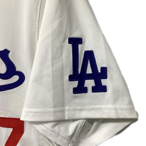 ロサンゼルス・ドジャース 応援グッズ SIZE 48 ホワイト×ブルー ワールドシリーズ優勝バッジ付エリートジャージ ユニフォーム 【17】大谷翔平 選手着用仕様