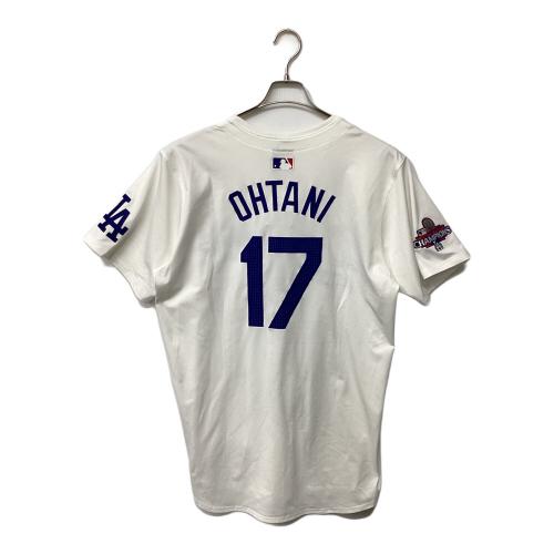 ロサンゼルス・ドジャース 応援グッズ SIZE 48 ホワイト×ブルー ワールドシリーズ優勝バッジ付エリートジャージ ユニフォーム 【17】大谷翔平 選手着用仕様