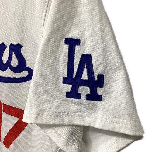 ロサンゼルス・ドジャース 応援グッズ SIZE 48 ホワイト×ブルー ワールドシリーズ優勝バッジ付エリートジャージ ユニフォーム 【17】大谷翔平 選手着用仕様