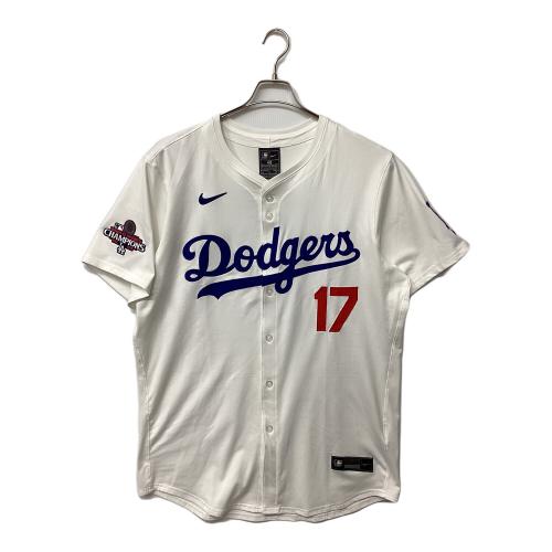 ロサンゼルス・ドジャース 応援グッズ SIZE 48 ホワイト×ブルー ワールドシリーズ優勝バッジ付エリートジャージ ユニフォーム 【17】大谷翔平 選手着用仕様