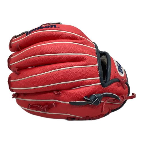 Wilson (ウィルソン) ワナビーヒーロー 軟式グローブ RHI86H ケース付 レッド×ネイビー