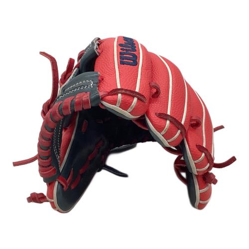 Wilson (ウィルソン) ワナビーヒーロー 軟式グローブ RHI86H ケース付 レッド×ネイビー