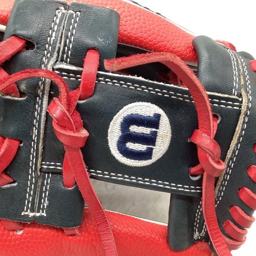 Wilson (ウィルソン) ワナビーヒーロー 軟式グローブ RHI86H ケース付 レッド×ネイビー