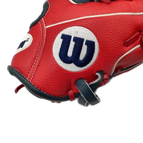 Wilson (ウィルソン) ワナビーヒーロー 軟式グローブ RHI86H ケース付 レッド×ネイビー