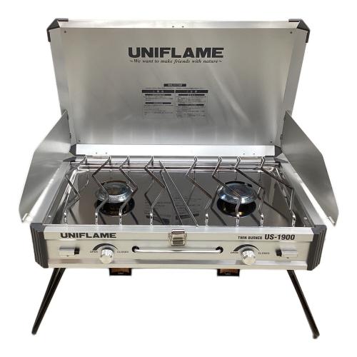 UNIFLAME (ユニフレーム) ツインガスバーナー US-1900 2019年製 シルバー ステッカー付 PSLPGマーク有