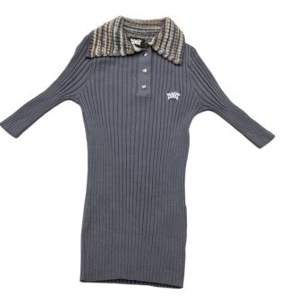 PXG (ピーエックスジー) ゴルフウェア(トップス) レディース SIZE S グレー コントラスト ニットカラー 3/4スリーブ ポロ WS22ASP1-23GR