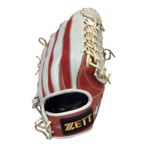 ZETT (ゼット) 硬式グローブ ホワイト×レッド PRO STATUS ORDER 外野用 BPG-PRO