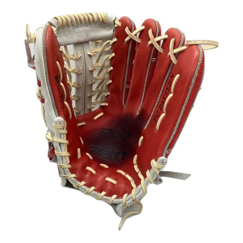 ZETT (ゼット) 硬式グローブ ホワイト×レッド PRO STATUS ORDER 外野用 BPG-PRO