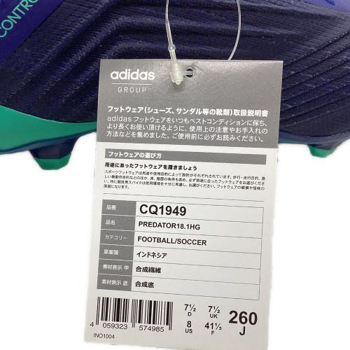 adidas (アディダス) サッカースパイク メンズ SIZE 26cm ネイビー×グリーン プレデター 18.1-ジャパン HG CQ1949 未使用品