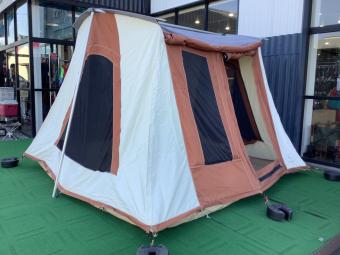 WHITE DUCK ロッジテント スプリングバーテント ホワイト×ブラウン プロタ6 Prota6 10×10 Standard 約305×305×200cm 3～5人用 程度B 程度B スカートなし ハンマーなし/説明書なし TC素材