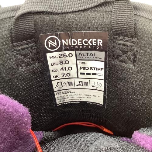 NIDECKER (ナイデッカー) スノーボードブーツ メンズ SIZE 26cm オリーブ 2BOAモデル 24-25モデル @ ALTAI BOAシステム