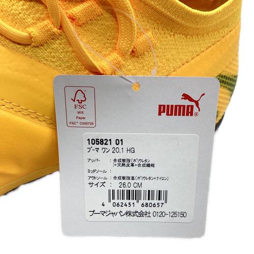 PUMA (プーマ) サッカースパイク メンズ SIZE 26cm イエロー×ブラック プーマ ワン 20.1 HG 105821