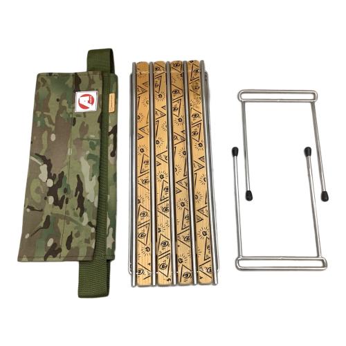 asimocrafts (アシモクラフツ) アウトドアテーブル ウッド天板グラインドロッジ生刷り総柄/カタカナアシモ ブラウン×マルチカモ A38GRATE