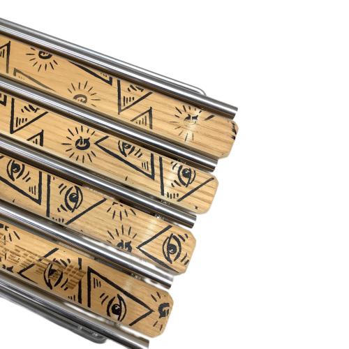 asimocrafts (アシモクラフツ) アウトドアテーブル ウッド天板グラインドロッジ生刷り総柄/カタカナアシモ ブラウン×マルチカモ A38GRATE