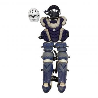 ZETT (ゼット) ヘルメット・収納ケースセット 軟式用キャッチャープロテクター ホワイト×ネイビー