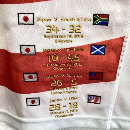 Canterbury (カンタベリー) ラグビーユニフォーム メンズ SIZE S ホワイト×レッド ラグビーワールドカップ2015イングランド大会 刺繍戦歴 プリントサイン入 RG35590