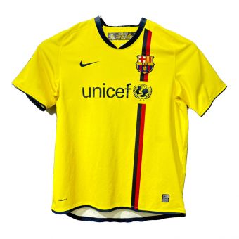 FCバルセロナ (ＦＣバルセロナ) サッカーユニフォーム SIZE L イエロー セルヒオ・ブスケツ【28】 ロゴ・背番号剥がれ有 08/09 アウェイ NIKE