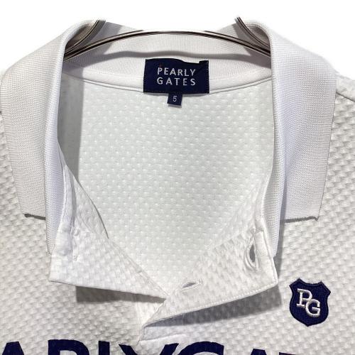 PEARLY GATES (パーリーゲイツ) ゴルフウェア(トップス) メンズ SIZE L ホワイト ぽこぽこギンガム半袖ポロシャツ 2021年モデル ポロシャツ 053-1260711