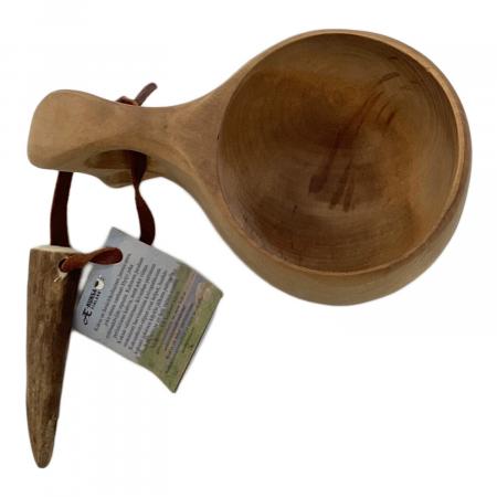 トナカイククサ(kuksa) 未使用　2個セット KUKSA(ククサ) アウトドア食器 トナカイの角マドラー付 フィンランド製