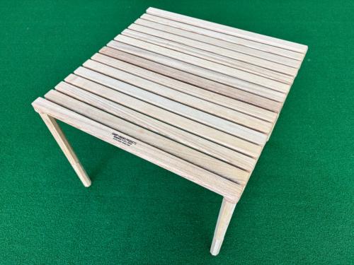 CAMP MANIA PRODUCTS (キャンプ マニア プロダクト) アウトドアテーブル 約50.9×50.9×41.5cm 帆布ケース付 @ ロールトップパーティーテーブル/L ロール ウッド