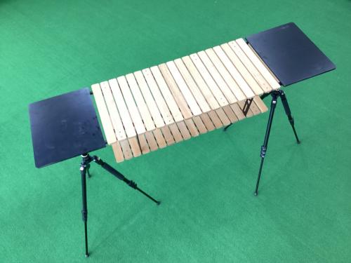 アウトドアテーブル 天板2枚付き TP TABLE風 k&f concept 三脚×2