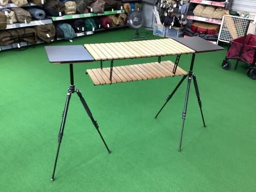 アウトドアテーブル 天板2枚付き TP TABLE風 k&f concept 三脚×2