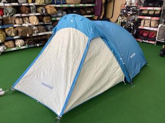 mont-bell (モンベル) ドームテント ブルー 1122627 クロノスキャビン2 約375×230×120(h)cm 1～2人用 程度B(ヤケ有) 程度B(アーチポールユガミ有) スカートなし