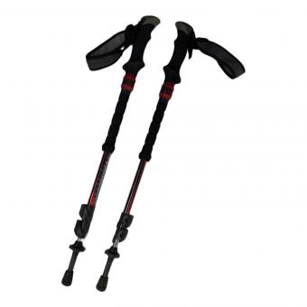 BLACK DIAMOND (ブラックダイヤモンド) トレッキングポール 100-140cm ブラック×レッド×グレー TRAIL SHOCK FLICKLOCK