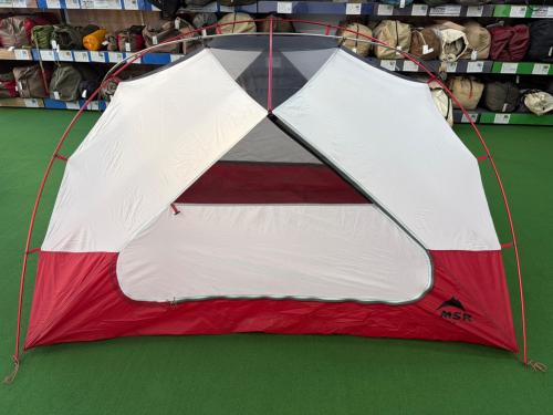 MSR (エムエスアール) ドームテント フライシート一部生地劣化・ヨゴレ有 レッド エリクサー3 約324×123×104(h)cm 2～3人用 程度C 程度B スカートなし ハンマーなし/説明書なし