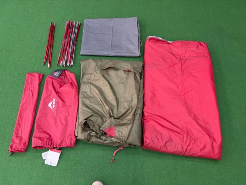 MSR (エムエスアール) ドームテント フライシート一部生地劣化・ヨゴレ有 レッド エリクサー3 約324×123×104(h)cm 2～3人用 程度C 程度B スカートなし ハンマーなし/説明書なし