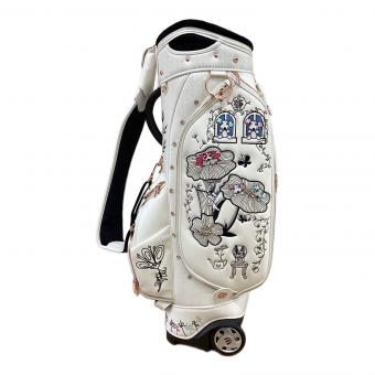 M U SPORTS (エムユースポーツ) キャディバッグ 30周年記念モデル キャスター付き ホワイト ボタニカルキャディバッグ