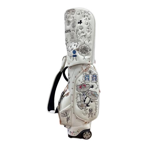M U SPORTS (エムユースポーツ) キャディバッグ 30周年記念モデル キャスター付き ホワイト ボタニカルキャディバッグ