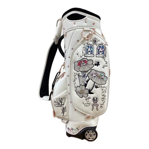 M U SPORTS (エムユースポーツ) キャディバッグ 30周年記念モデル キャスター付き ホワイト ボタニカルキャディバッグ