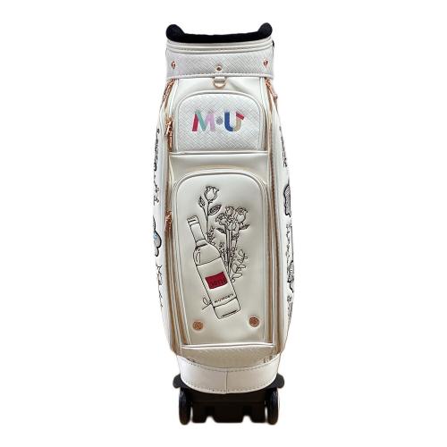 M U SPORTS (エムユースポーツ) キャディバッグ 30周年記念モデル キャスター付き ホワイト ボタニカルキャディバッグ