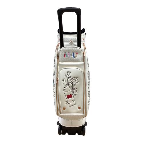 M U SPORTS (エムユースポーツ) キャディバッグ 30周年記念モデル キャスター付き ホワイト ボタニカルキャディバッグ