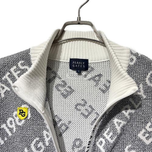 PEARLY GATES (パーリーゲイツ) セーター ゴルフウェア(トップス) 053-0172203 ジップアップセーター メンズ SIZE L ホワイト×グレー