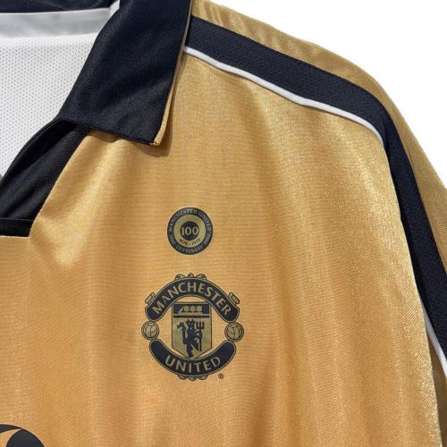 マンチェスターユナイテッド サッカーユニフォーム 2001-2002シーズン リバーシブル メンズ SIZE XXL ホワイト×ゴールド