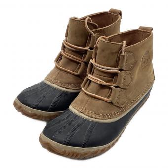 SOREL (ソレル) OUT N ABOUT LEATHER スノーブーツ アウトドアウェア(シューズ) レディース SIZE 24cm ブラウン×ブラック