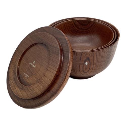 Snow peak (スノーピーク) アウトドア食器セット 廃盤希少品  @ TW-023BR SPワンセット 拭き漆ナチュラル