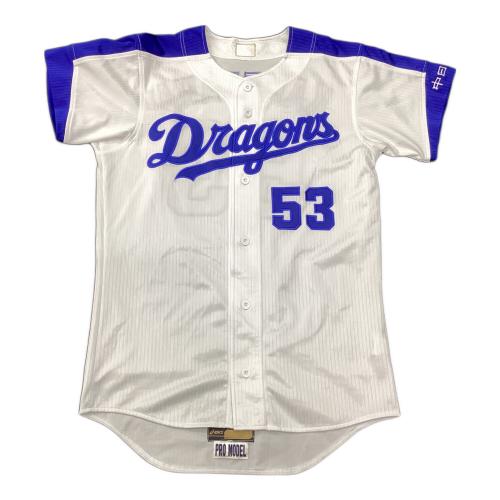 中日ドラゴンズ (チュウニチドラゴンズ) 応援グッズ SIZE L ホワイト 亀澤恭平【53】2017～2018シーズンホーム NPBマーク asics ユニフォーム プロ仕様モデル