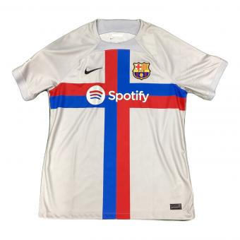 FCバルセロナ サッカーユニフォーム SIZE L ブルー×レッドxライトグレー ロベルト・レヴァンドフスキ【9】22/23シーズンサードCLパッチ付 NIKE レプリカ
