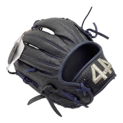 44 硬式グローブ 約28cm ブラックリザードxネイビー ケース付 軟式兼用グラブ 内野用 未使用品