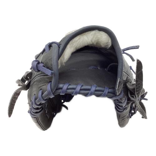 44 硬式グローブ 約28cm ブラックリザードxネイビー ケース付 軟式兼用グラブ 内野用 未使用品