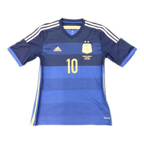 アルゼンチン代表 (アルゼンチンダイヒョウ) サッカーユニフォーム SIZE O ブルーxネイビー リオネル・メッシ【10】2014年アウェイ マッチデイマーク付（VSドイツ） adidas レプリカ