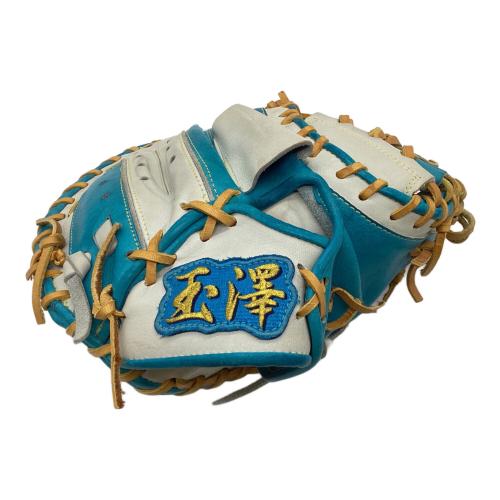 TAMAZAWA (タマザワ) 軟式グローブ 約27cm ベージュ×ブルー ケース付 オーダーグラブ キャッチャーミット