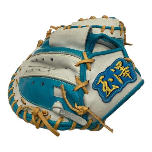 TAMAZAWA (タマザワ) 軟式グローブ 約27cm ベージュ×ブルー ケース付 オーダーグラブ キャッチャーミット